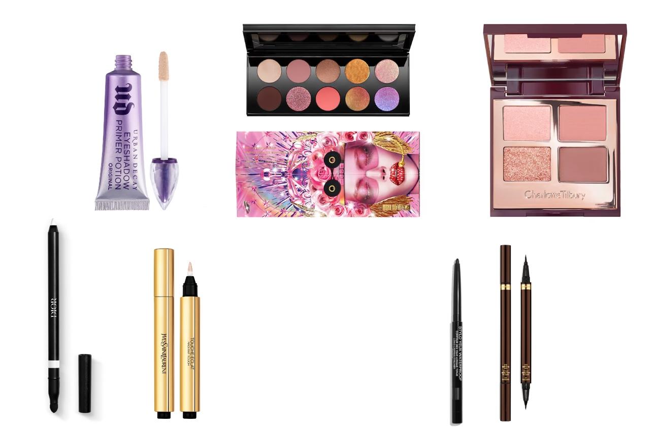 Urban Decay Eyeshadow Primer PotionPat McGrath Labs, Mothership PaletteCharlotte Tilbury, Luxury PaletteDior Backstage Eye Reviver PencilYSL Couture Highlighter Pen Chanel Stylo Yeux WaterproofTom Ford Eye Defining Pen