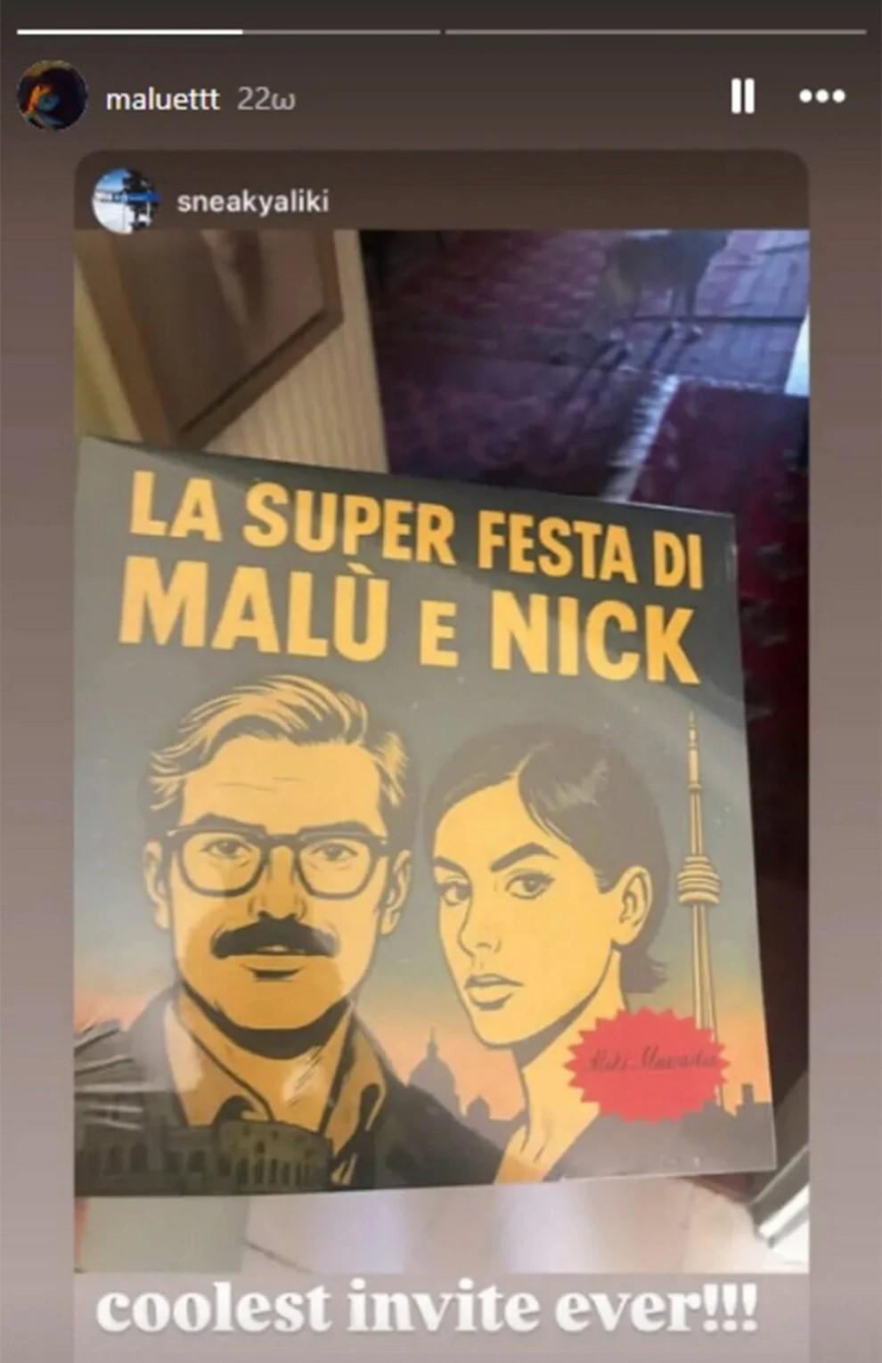 Το προσκλητήριο του γάμου του Νικόλα Νιάρχου και της Μαλού Ντάλα Πικόλα στη Ρώμη. Φωτογραφία: Instagram/ @venyxwoorld