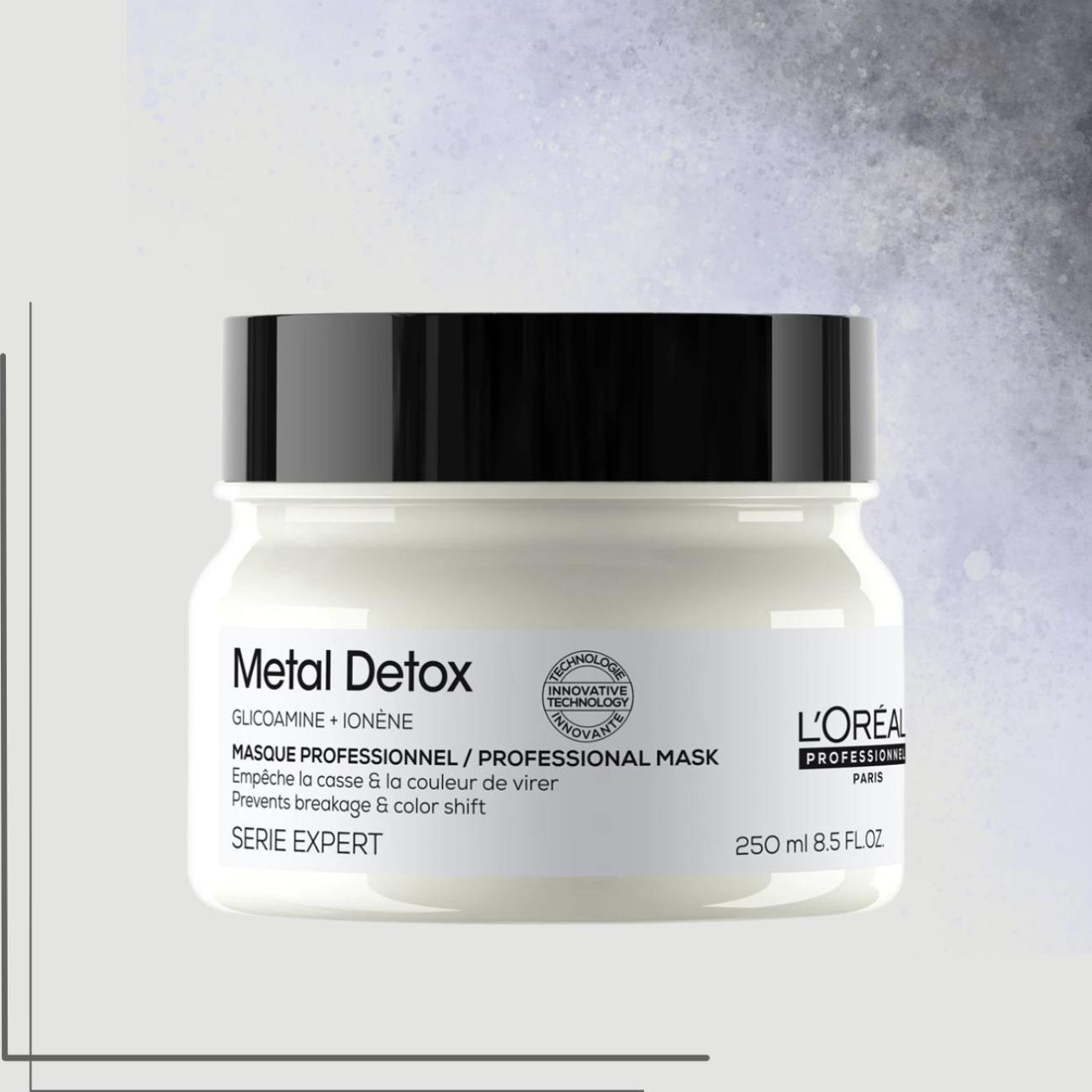  Metal Detox Mask, L’Oréal Professionnel  Προστατεύει τα μαλλιά από την εναπόθεση μεταλλικών σωματιδίων, ιδανική μετά από οποιαδήποτε βαφή, ξάνοιγμα ή balayage. 