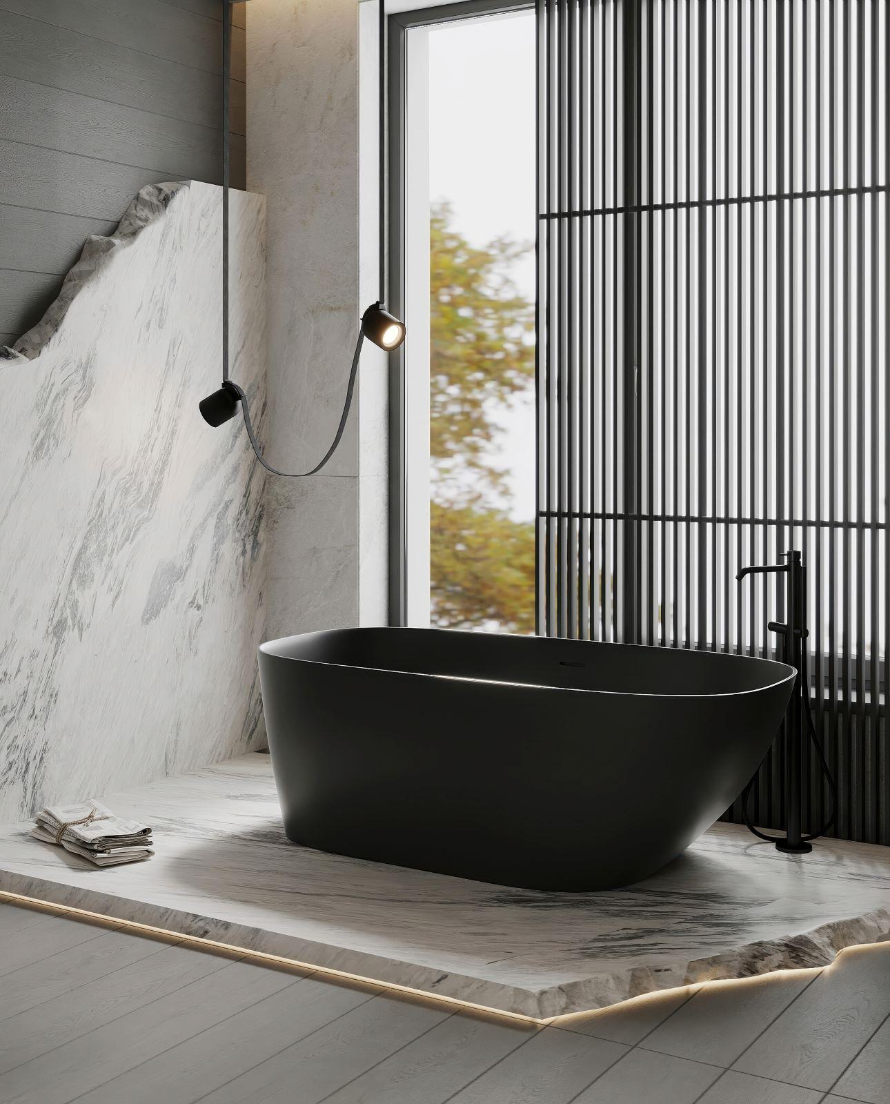 Το ματ μαύρο χρώμα είναι η νέα τάση για τις μπανιέρες/ Φωτογραφία: Shutterstock