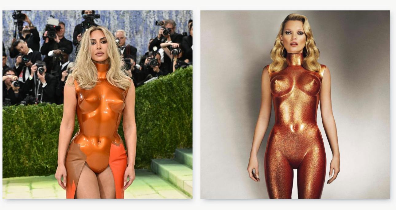 Αριστερά: H Kιμ Καρντάσιαν στο Met Gala 2026, Evan Agostini/Invision/AP - Δεξιά: Body Armour, Allen Jones, 2013 / Christie's