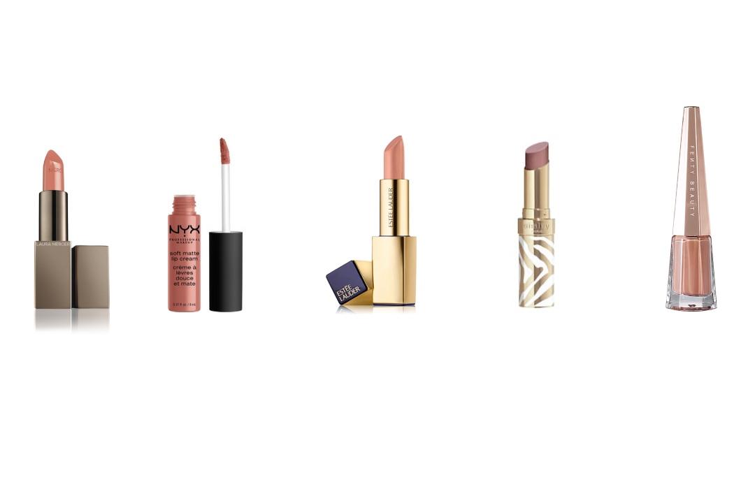 Laura Mercier, Nude NaturelNYX Soft Matte Lip CreamEstee Lauder, No 130Sisley Paris, Beige NudeFenty beauty, Stunna Fluid Lip Color