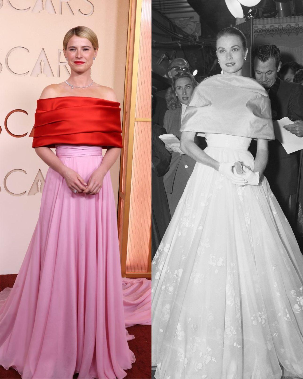  Tο Oscar-winning φόρεμα Chanel της Τζέσι Μπέρκλεϊ έχει αναφορές στο φόρεμα της Γκρέις Κέλι. Φωτογραφίες: AP news και Getty Images