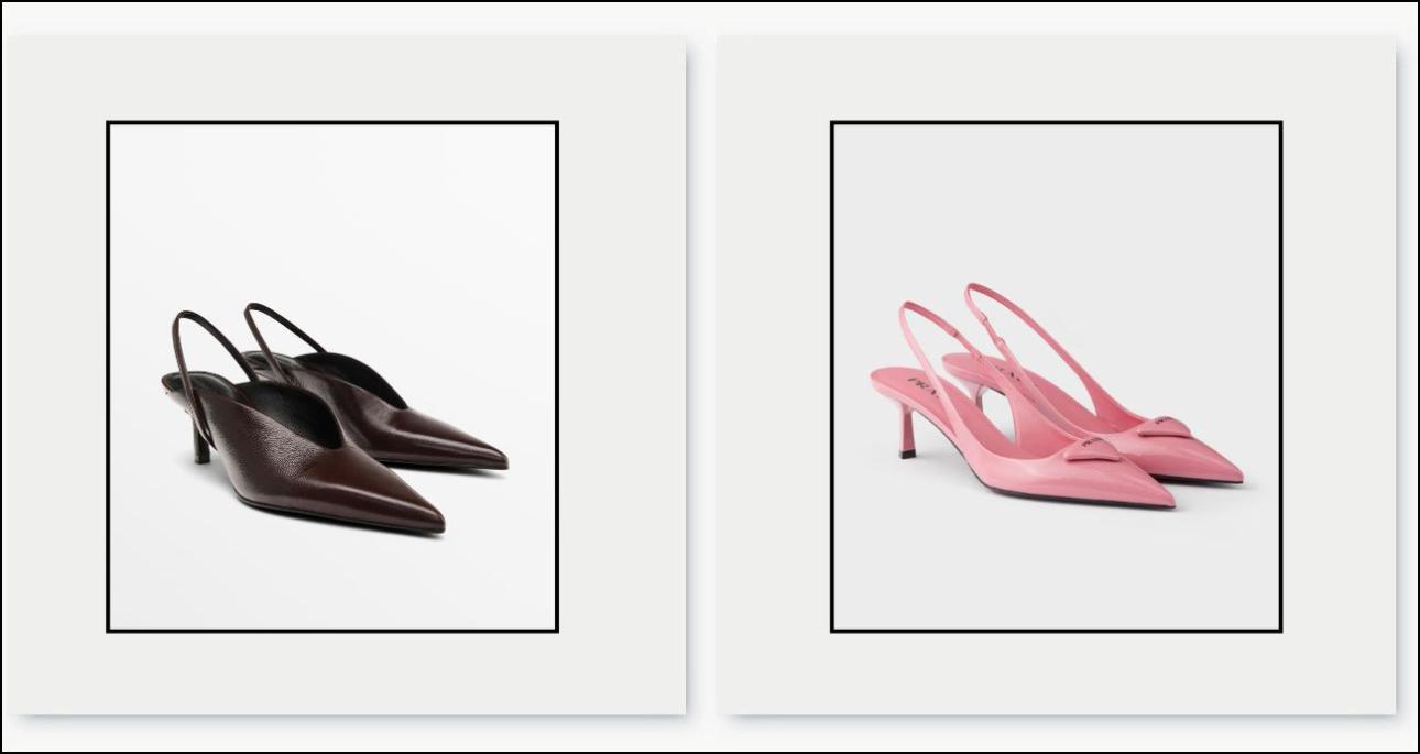 Από αριστερά: Μπορντό kitten heels, €89,95, Massimo Dutti, massimodutti.com και ροζ kitten heels, €950, Prada, prada.com
