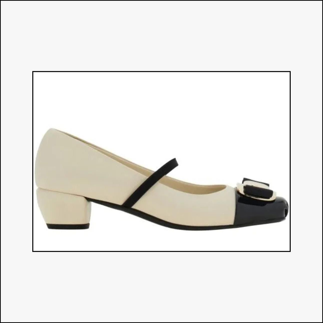 Δίχρωμες Mary Janes, €750, Ferragamo, kalogirou.com