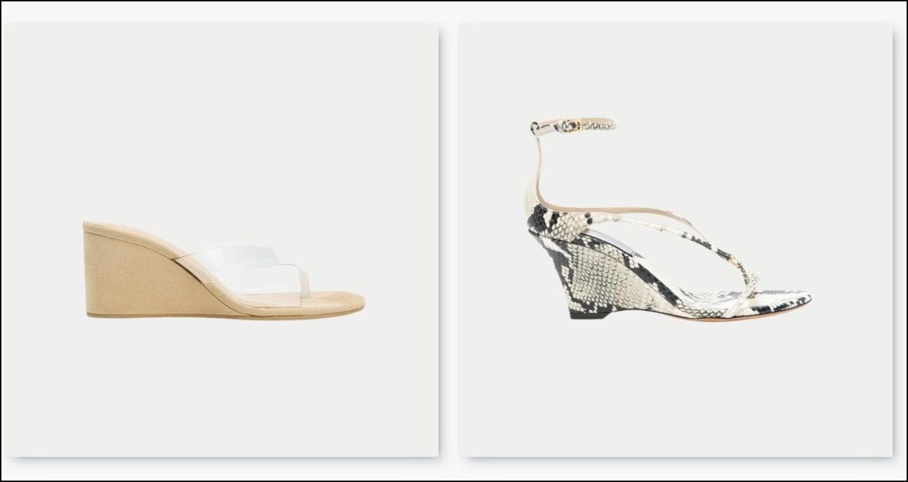 Σαγιονάρες με πλατφόρμα, €29,95, Zara, zara.com και πέδιλα σε στιλ σαγιονάρας με πλατφόρμα, €884, Khaite, farfetch.com