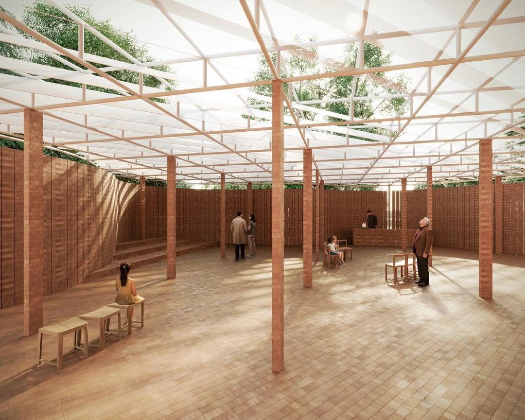 Άποψη από το εσωτερικό του Serpentine Pavilion 2026, που σχεδίασε το μεξικανικό γραφείο Lanza Atelier/ Φωτογραφία: Instagram/ @lanzaatelier  