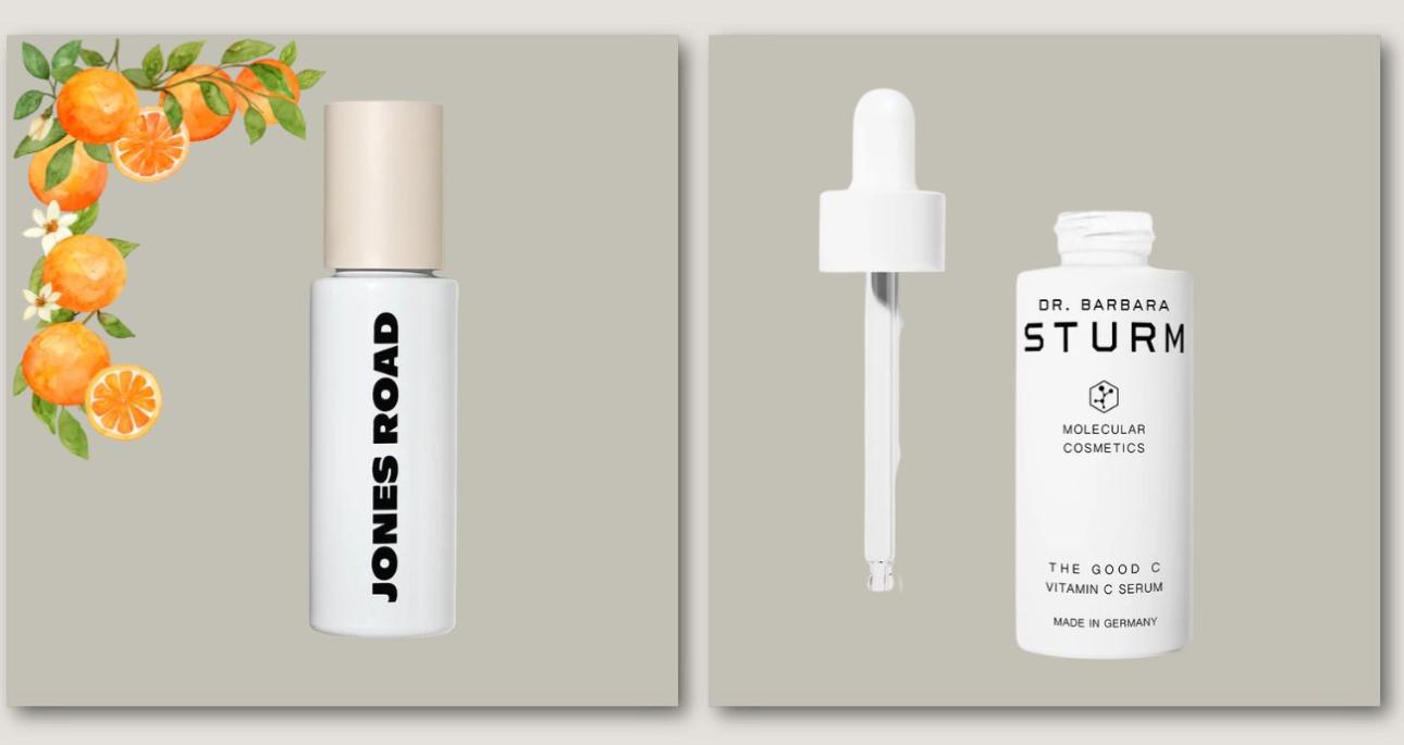Multivitamin Serum, Jones Road Πολυβιταμινούχος ορός all-in-one, μια καθαρή σύνθεση που περιέχει βιταμίνες C, B, E και υαλουρονικό νάτριο για να καταπραΰνει, να φωτίζει και να ενυδατώνει το πρόσωπο προσφέροντας μια υγιή επιδερμίδα που απολαμβάνει βαθιά θρέψη. The Good C Vitamin C Serum, Dr. Barbara Sturm Eιδική σύνθεση από βιταμίνη C σε τρεις φιλικές προς το δέρμα μορφές. Ο ορός περιέχει τη βέλτιστη συγκέντρωση (5%) βιταμίνης C σε σταθερή μορφή που απορροφάται εύκολα και είναι ασφαλής και απαλή στο δέρμα. 