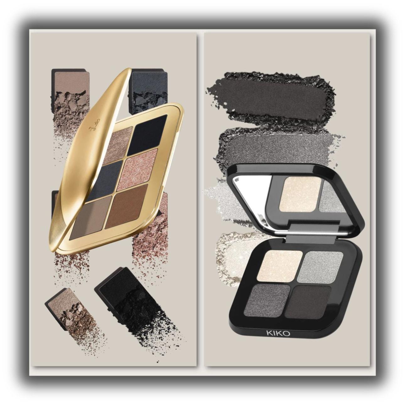 Από αριστερά: Eyeshadow Palette in Vega, Lisa Eldridge New Bright Quartet Eyeshadow Palette in 04 Smokey Eyes Profusion, Kiko Milano