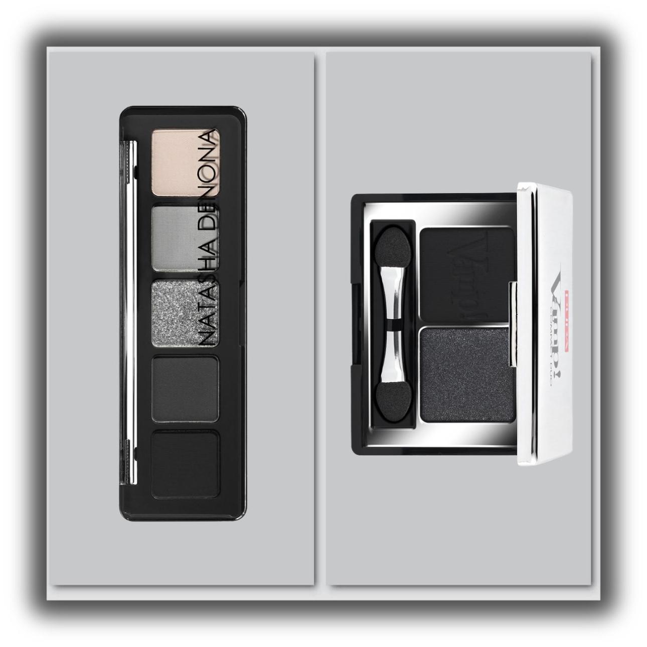 Από αριστερά: Mini Xenon Palette Yeux, Natasha Denona Vamp! Compact Duo eyeshadow in 007 Dark Night, Pupa