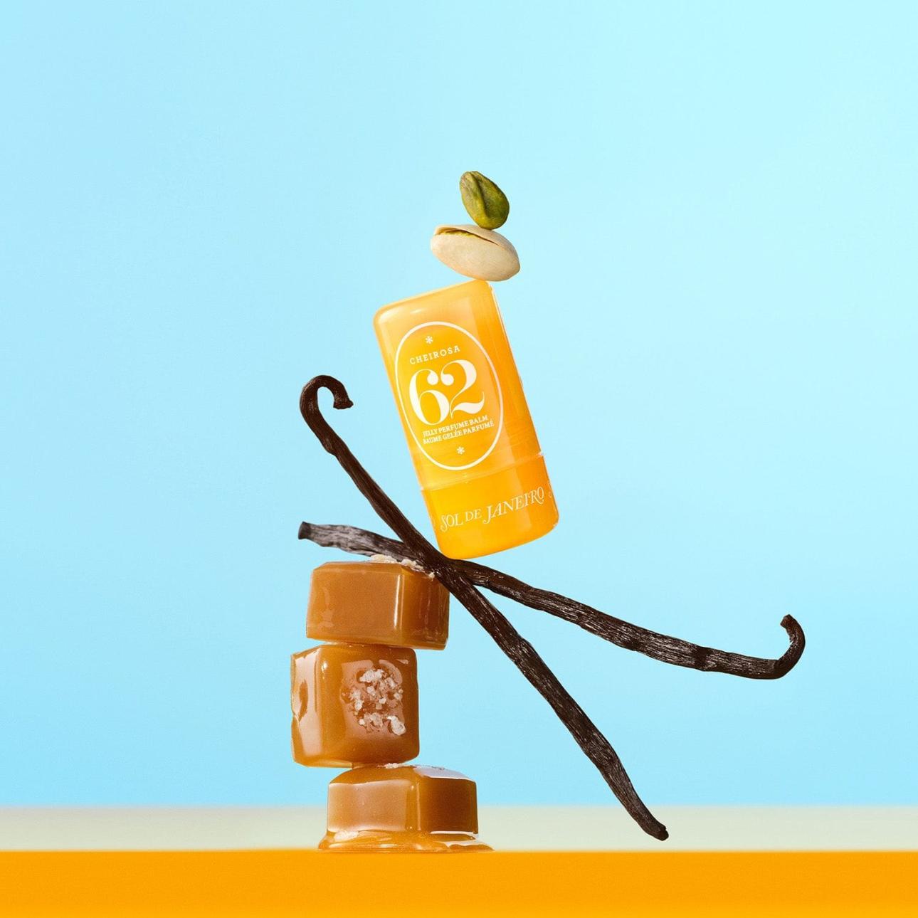 Cheirosa 62™ Jelly Perfume Balm: Ηλιόλουστο creamy gourmet, με κρέμα φιστίκι, αλμυρή καραμέλα και βανίλια.