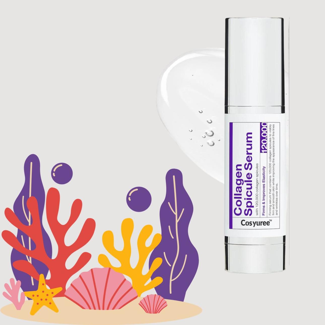  Collagen Spicule Serum, Cosyuree  Ορός με μικροβελόνες από υδρολυμένο σπόγγο (sponge spicules), εμπλουτισμένη με κολλαγόνο, που δημιουργεί ήπια μικροδιέγερση στην επιδερμίδα, βοηθά στην απολέπιση της κεράτινης στοιβάδας και ενισχύει την απορρόφηση ενεργών συστατικών.  