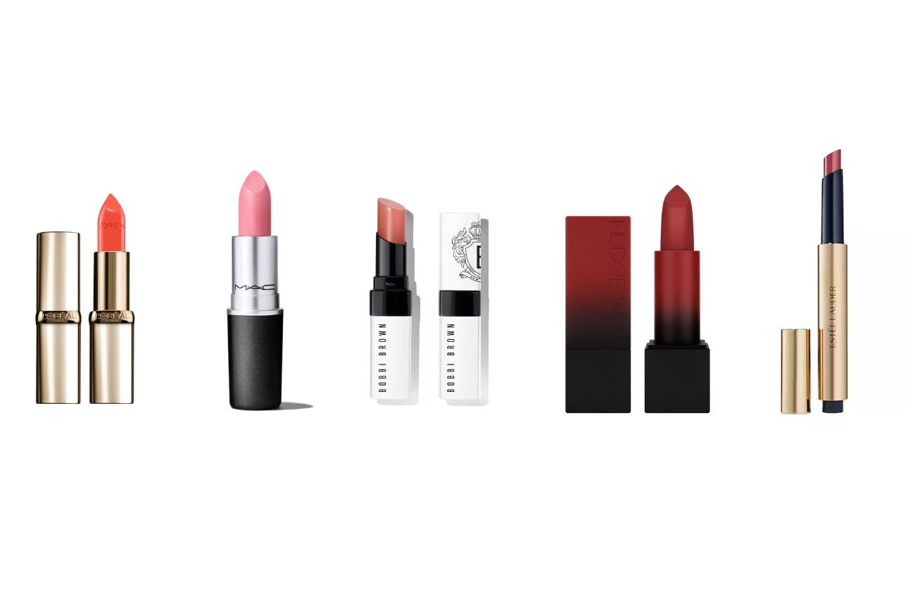 L'Oreal Color Riche Κραγιόν 373 Magnetic CoralMAC Frost Lipstick - AngelBobbi Brown Extra Lip TintHuda Beauty – Power Bullet Matte LipstickEstée Lauder, ure Color Melt On - Glosstick - Melted Rose
