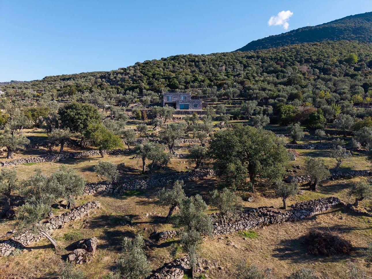 Η κατοικία «Τα Ράχτα» ενσωματώνεται με εντυπωσιακό τρόπο στο φυσικό τοπίο που την περιβάλλει/ Φωτογραφία: Focus Agency -Μιχάλης Αικατερίνης 
