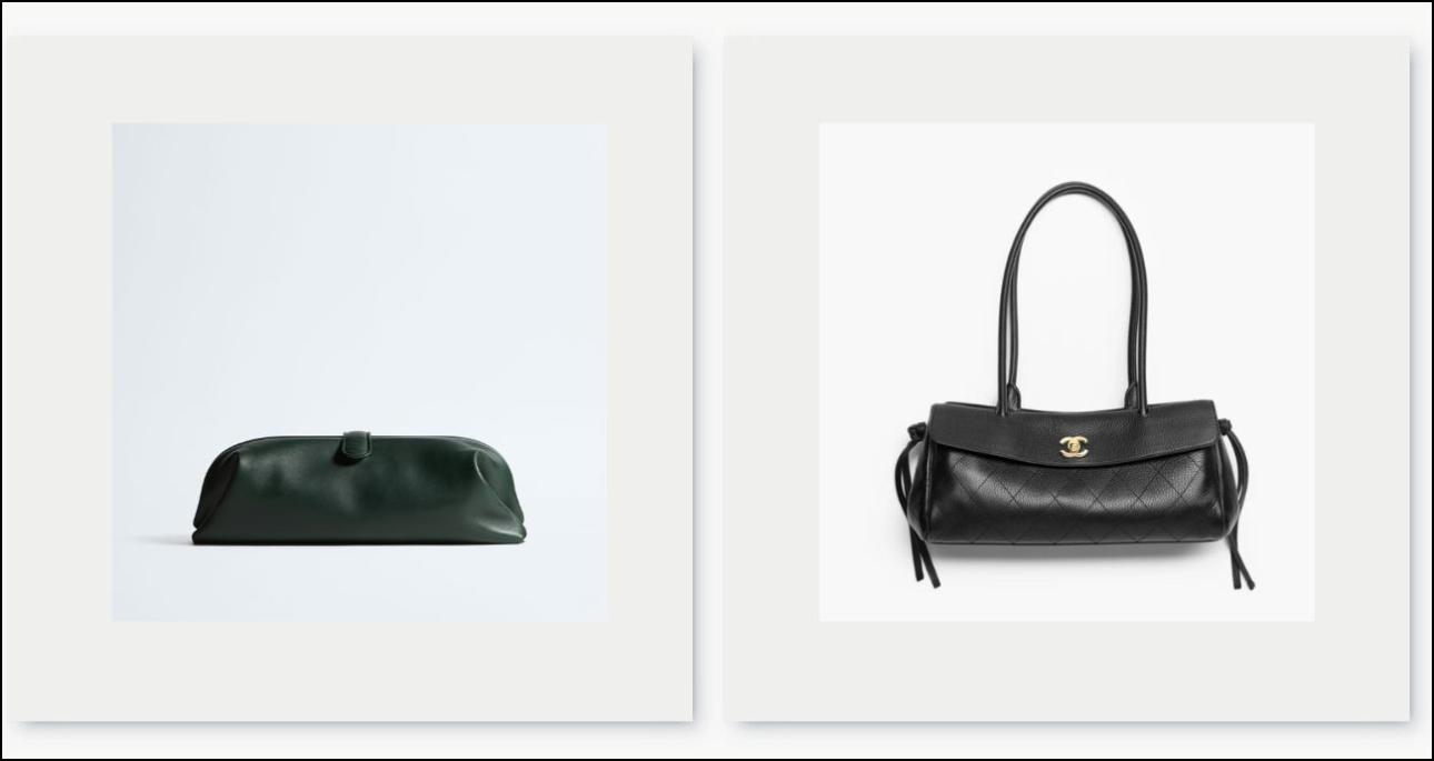 Πρασινή σκούρο τσάντα, €3.700, Bottega Veneta, bottegaveneta.com και μαύρη τσάντα, €6.200, Chanel, chanel.com