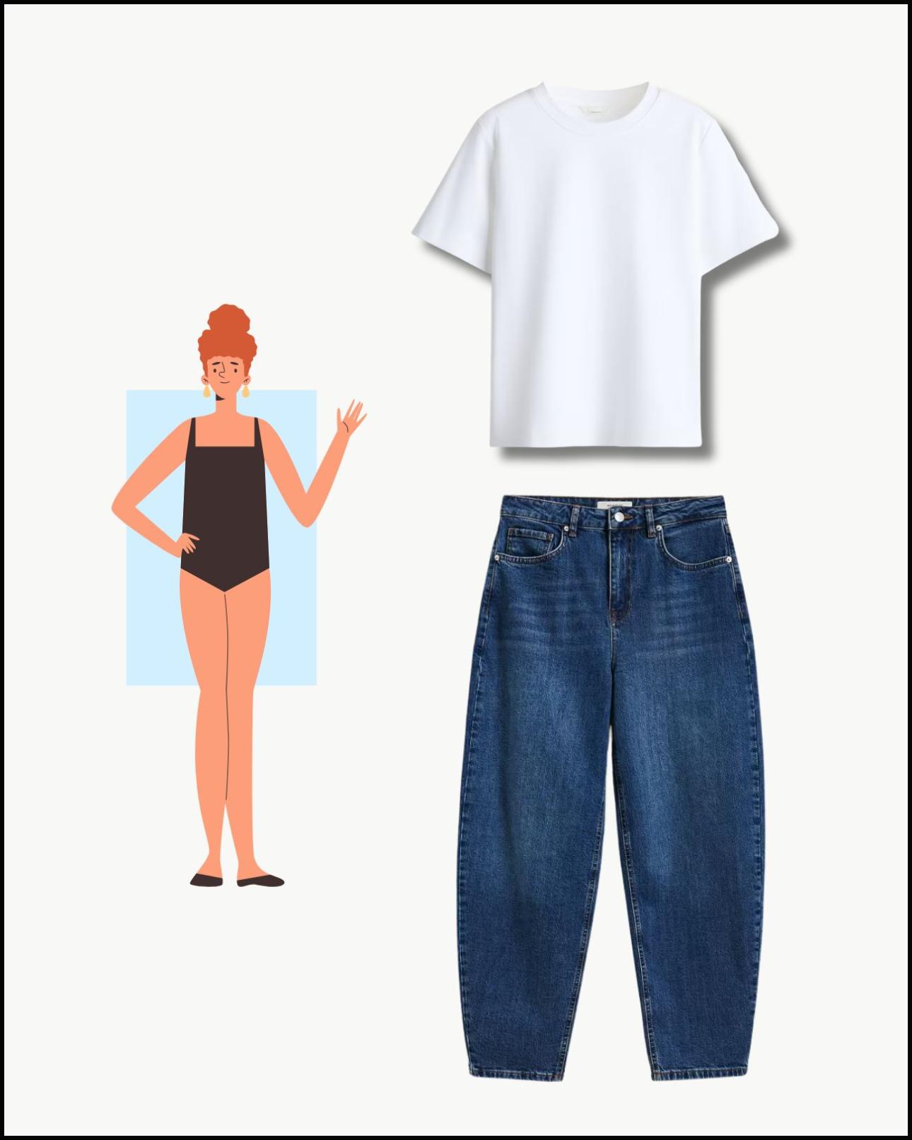 T-shirt, €27,99, H&amp;M, www2.hm.com και barrel τζιν, €49,99, Reserved, reserved.com