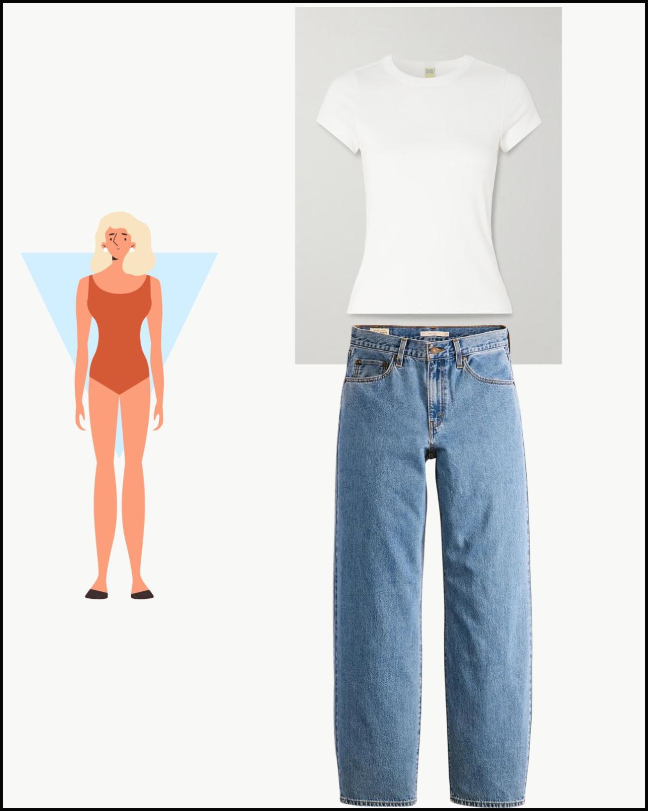 Στενό T-shirt, €95, Flore Flore, net-a-porter.com και τζιν, €110, Levi's Baggy Dad, zalando.gr