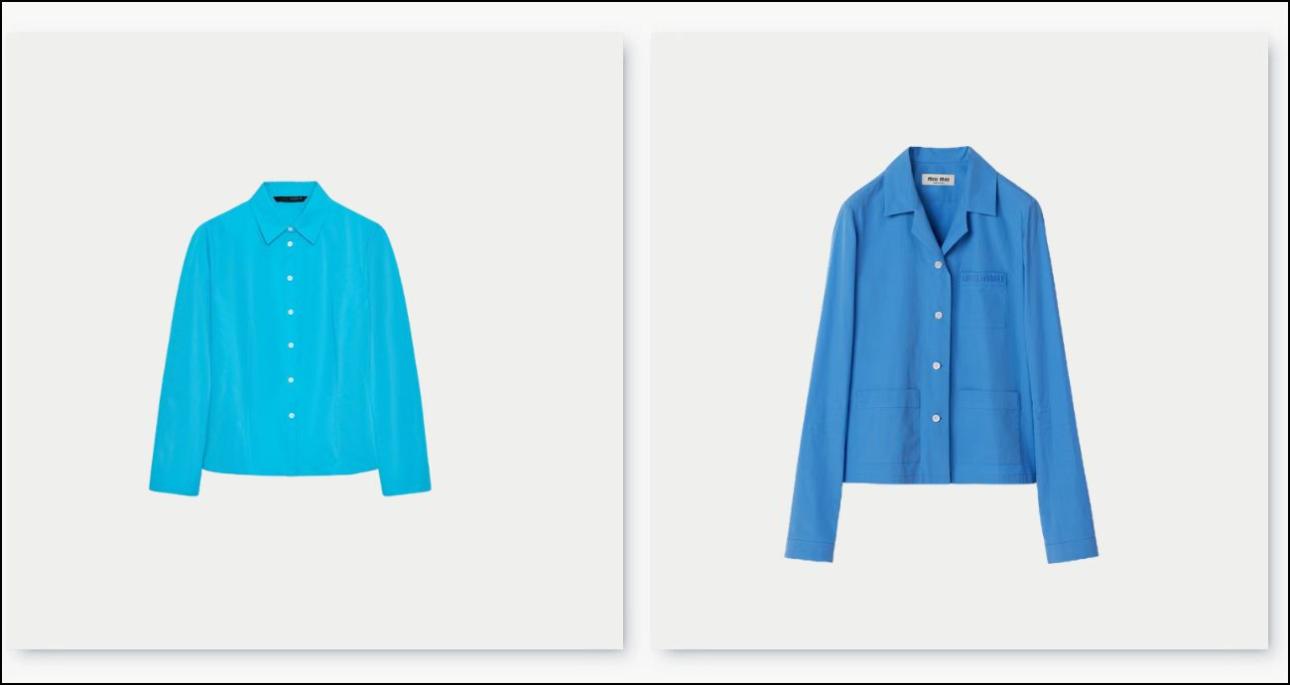 Από αριστερά: Μεσάτο πουκάμισο από ταφτά, €25,95, Zara, zara.com και πουκάμισο από ποπλίνα, €1.080, Miu Miu, miumiu.com