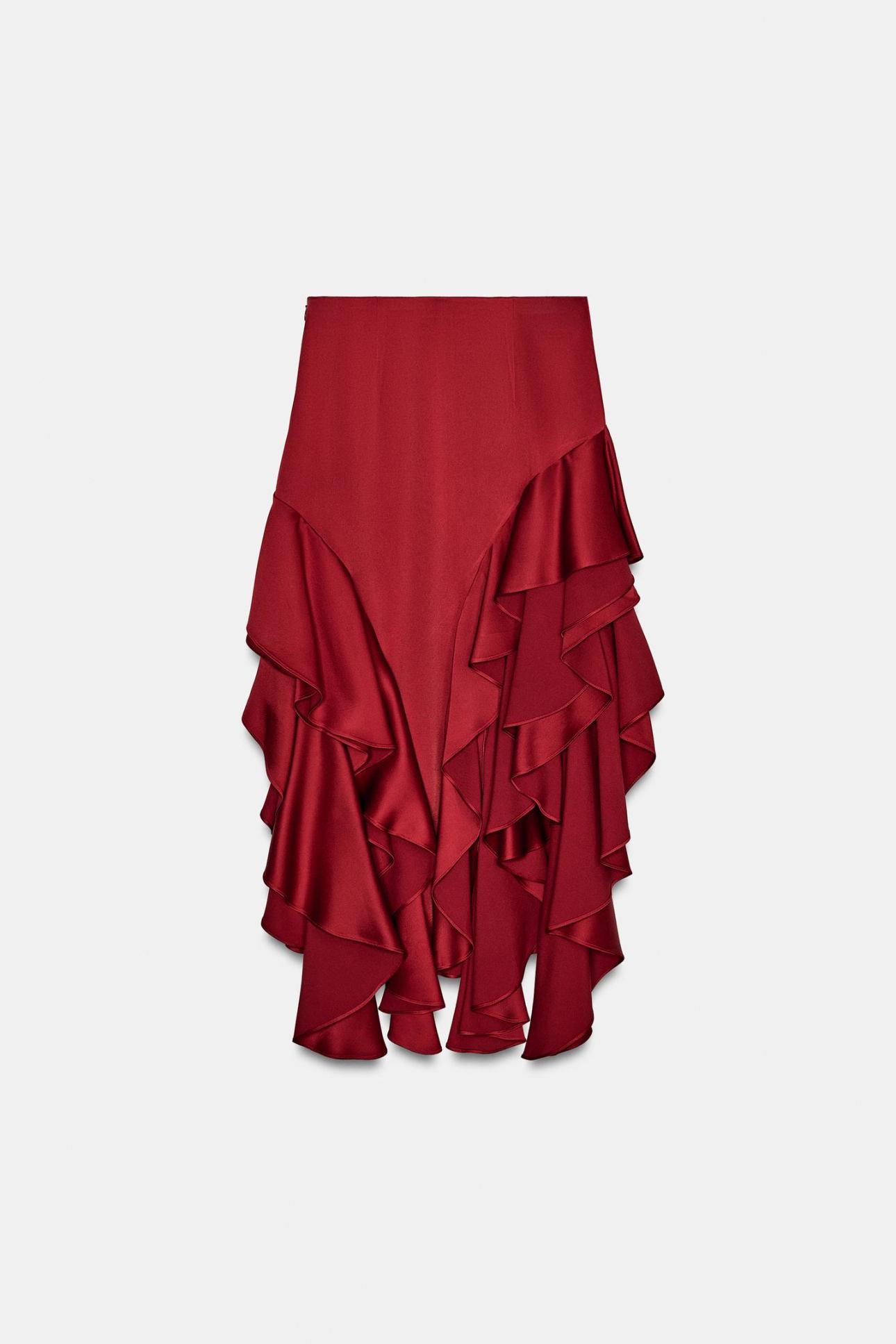 Ασύμμετρη φούστα με βολάν/Φωτογραφία: Zara