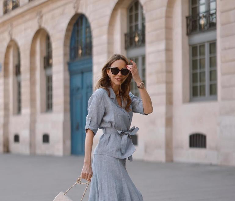 H Alexandra Lapp με λινό σύνολο/Φωτογραφία: Instagram/alexandralapp