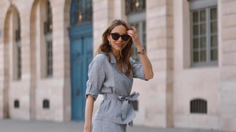 H Alexandra Lapp με λινό σύνολο/Φωτογραφία: Instagram/alexandralapp