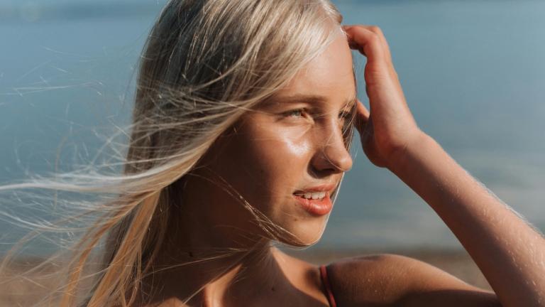Woman, sun, blonde girl