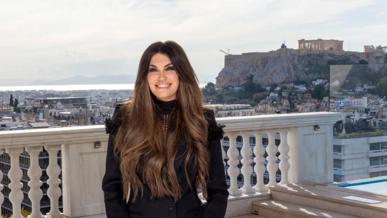 Η Κίμπερλι Γκίλφοϊλ πριν από τη συνέντευξή της στον ΑΝΤ1