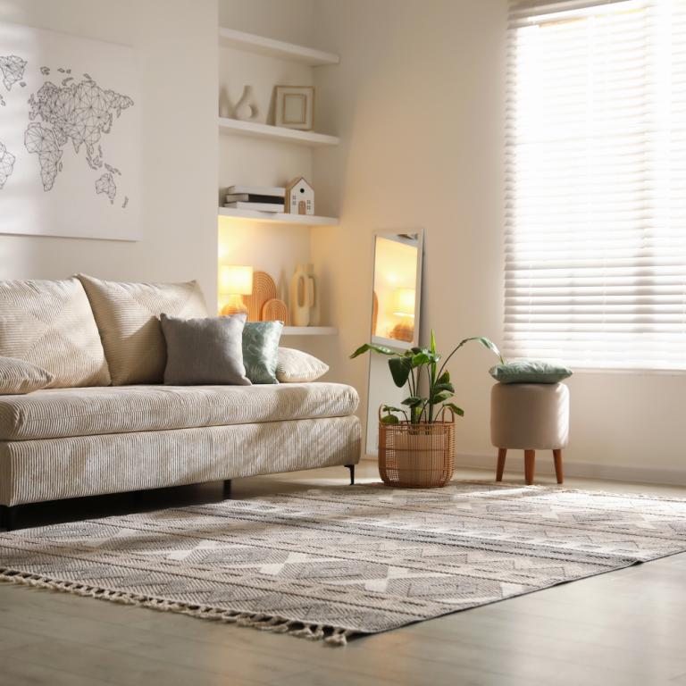 Πώς να κάνετε το μικρό σαλόνι να φαίνεται μεγαλύτερο και πιο ζεστό με το σωστό χαλί