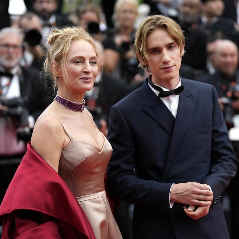 Η Ούμα Θέρμαν με τον γιο της, Λέβον