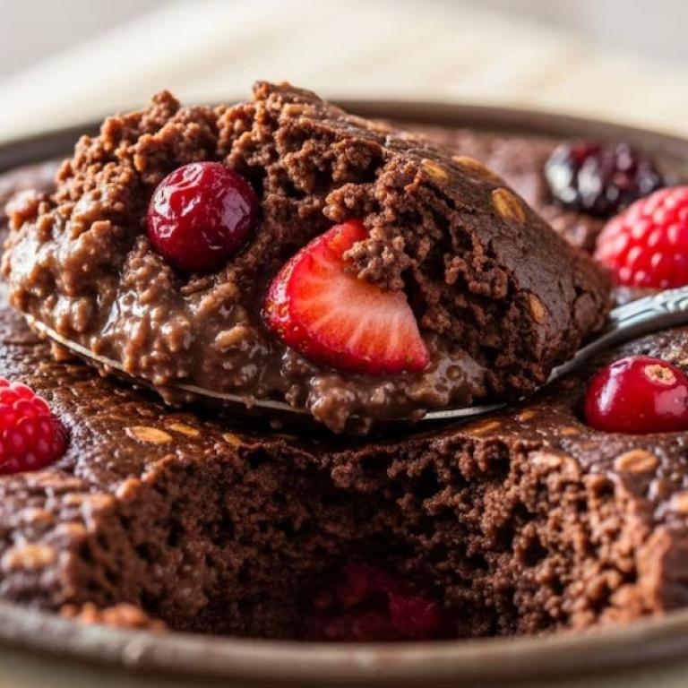 συνταγή για ψημένη βρώμη με κακάο και κόκκινα φρούτα 